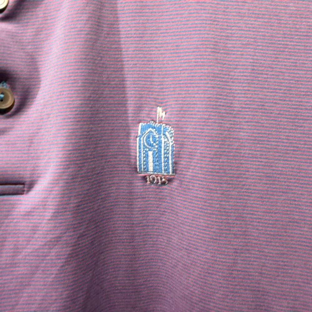 Peter‎ Millar Summer Comfort Purple Stripe Embroidered Logo Golf Polo Men's L - Picture 2 of 4